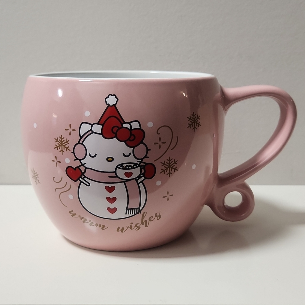 New Hello Kitty Christmas Snowman Pink Ceramic Mug (15.9oz)